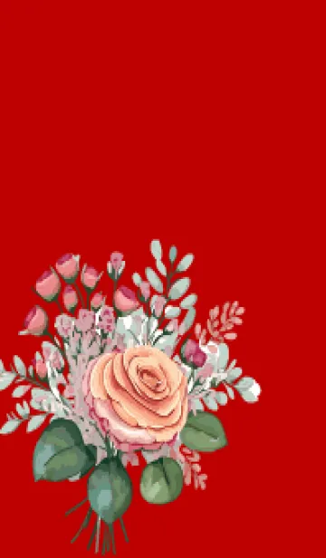 [LINE着せ替え] red & beige 薔薇のブーケの画像1