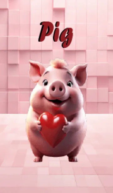 [LINE着せ替え] Cute Pig In Love Theme (JP)の画像1