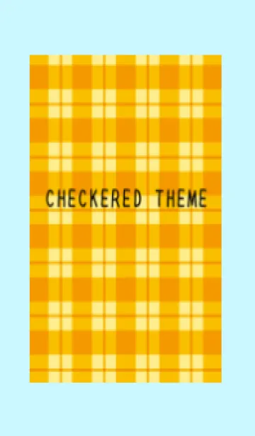 [LINE着せ替え] オレンジチェックの着せかえ/ライトブルーの画像1