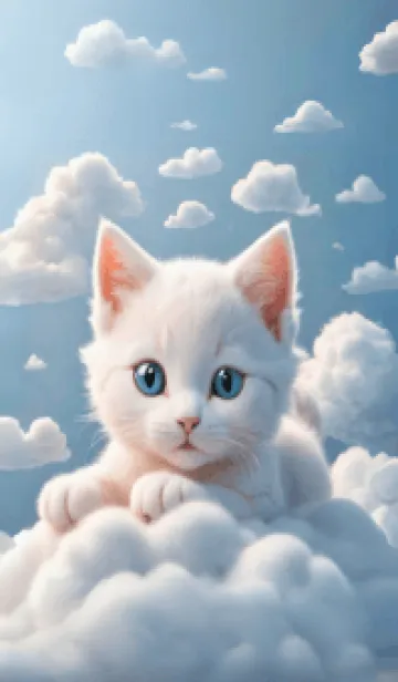 [LINE着せ替え] cute cat kitten  sleeps in the cloudsの画像1