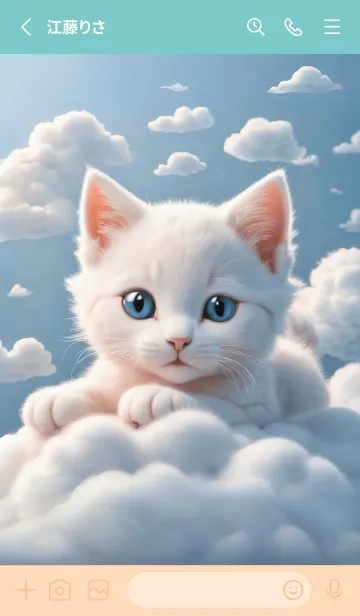 [LINE着せ替え] cute cat kitten  sleeps in the cloudsの画像2