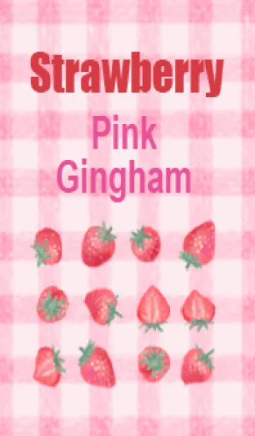 [LINE着せ替え] イチゴとピンクのギンガムチェック柄の画像1