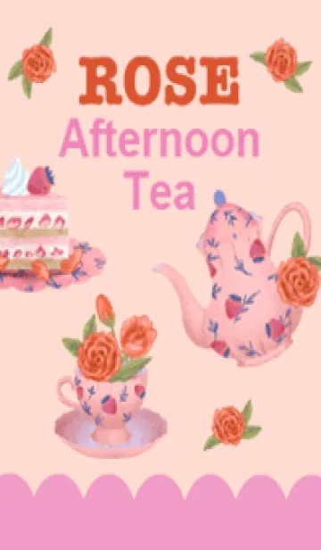 [LINE着せ替え] ローズティーとストロベリーケーキの画像1