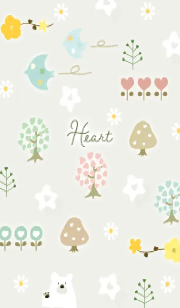 [LINE着せ替え] green♡ハートの花07_1の画像1