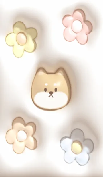 [LINE着せ替え] brown♡ぷっくりな犬と花03_1の画像1