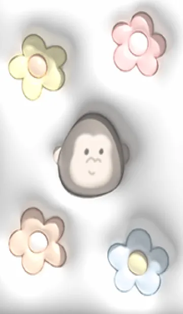 [LINE着せ替え] Grayぷっくりゴリラと花01_1の画像1