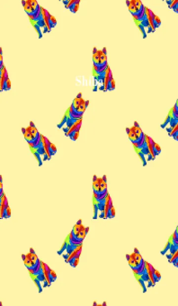 [LINE着せ替え] colorful shiba on light yellow JPの画像1