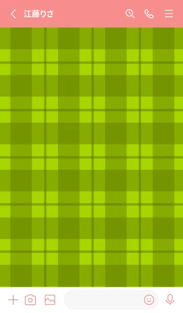 [LINE着せ替え] 黄緑チェックの着せかえ/朱色の画像2