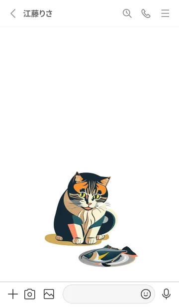 [LINE着せ替え] white 魚を見つめる猫の画像2