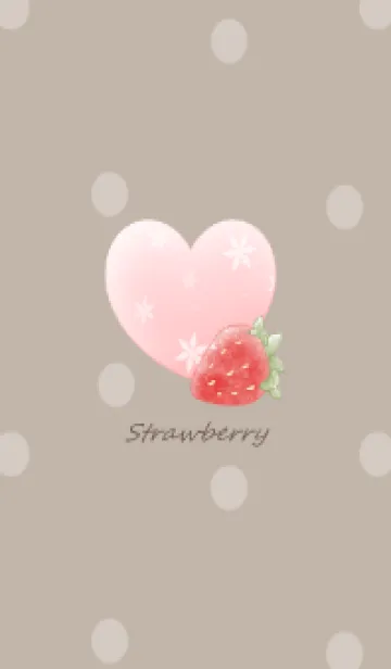 [LINE着せ替え] 苺とハート -モカベージュ- ドットの画像1