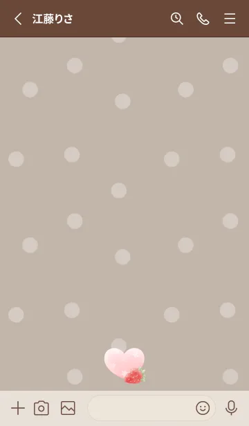 [LINE着せ替え] 苺とハート -モカベージュ- ドットの画像2