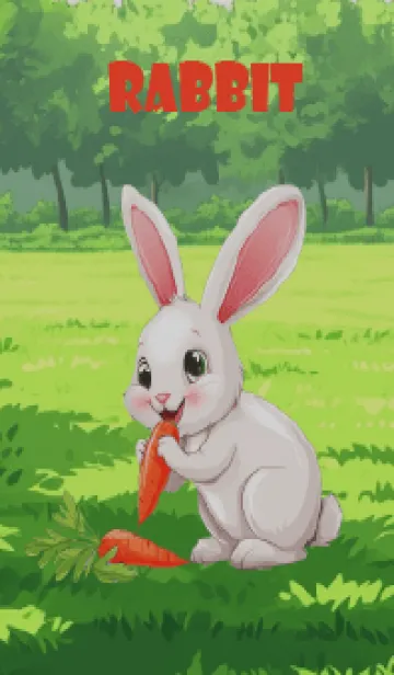[LINE着せ替え] Cute rabbit eats carrots theme(JP)の画像1
