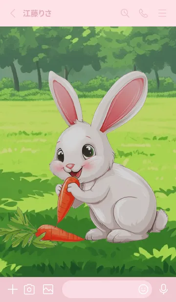 [LINE着せ替え] Cute rabbit eats carrots theme(JP)の画像2