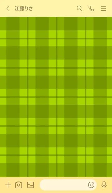 [LINE着せ替え] 黄緑チェックの着せかえ/ライトイエローの画像2