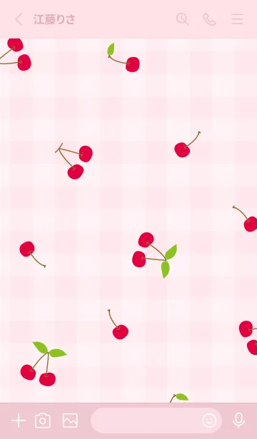 [LINE着せ替え] さくらんぼ チェック柄3の画像2