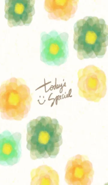 [LINE着せ替え] 水彩 花 緑と黄色9の画像1