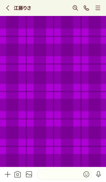 [LINE着せ替え] 紫チェックの着せかえ/リーフグリーンの画像2