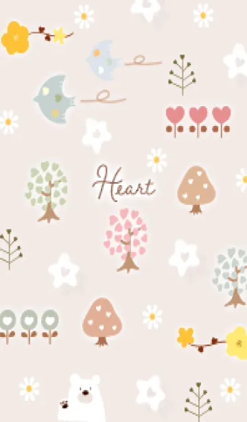 [LINE着せ替え] pinkbrown♡ハートの花08_1の画像1