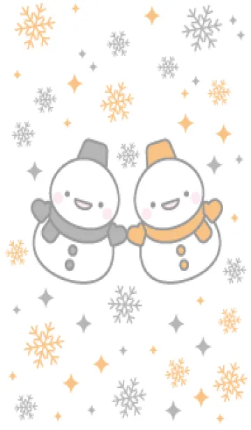 [LINE着せ替え] 黒とオレンジの双子雪だるま（スノーマン）の画像1