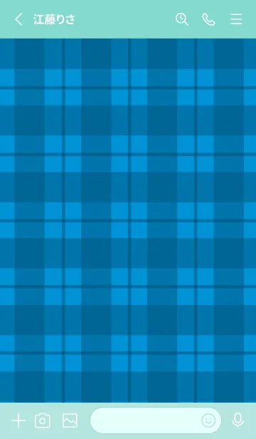 [LINE着せ替え] 青チェックの着せかえ/エメラルドグリーンの画像2