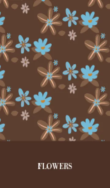 [LINE着せ替え] brown 青い花の画像1