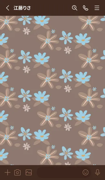 [LINE着せ替え] brown 青い花の画像2