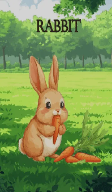 [LINE着せ替え] Cute rabbit eats carrots(JP)の画像1