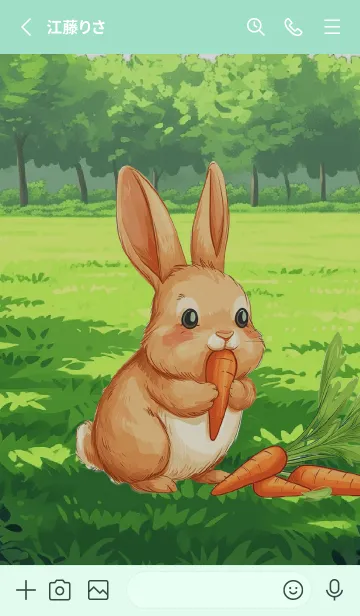 [LINE着せ替え] Cute rabbit eats carrots(JP)の画像2