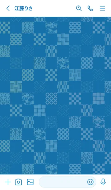 [LINE着せ替え] 和柄のブロック 白と青の画像2