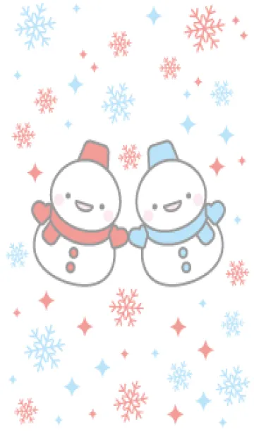 [LINE着せ替え] 赤と青の双子雪だるま（スノーマン）の画像1