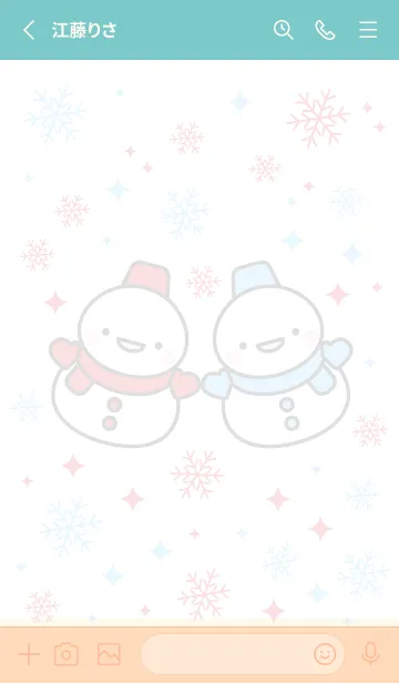 [LINE着せ替え] 赤と青の双子雪だるま（スノーマン）の画像2