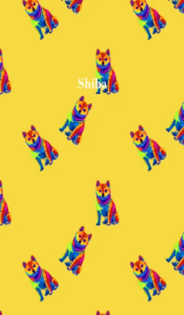 [LINE着せ替え] カラフルな柴犬 黄色の画像1