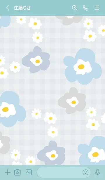 [LINE着せ替え] かわいい 北欧風 お花 チェック5の画像2