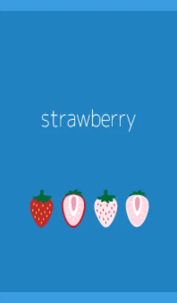 [LINE着せ替え] cute red strawberry on blue JPの画像1