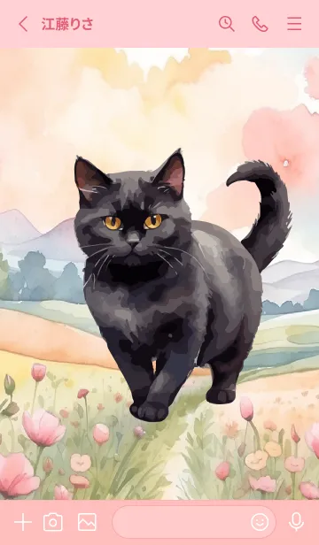 [LINE着せ替え] Black Cat In Flower Theme 2 (JP)の画像2
