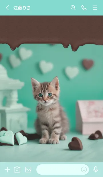 [LINE着せ替え] 猫とチョコレート♡mintの画像2