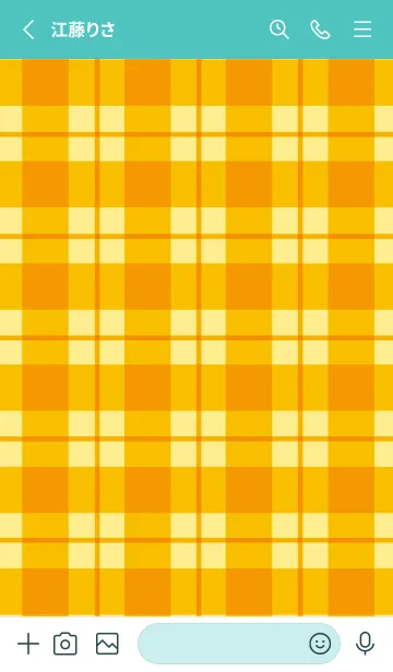 [LINE着せ替え] オレンジチェックの着せかえ/ビリジアンの画像2