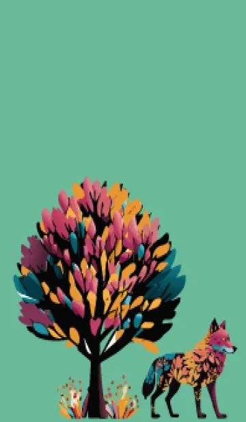 [LINE着せ替え] blue green 狼と木の画像1