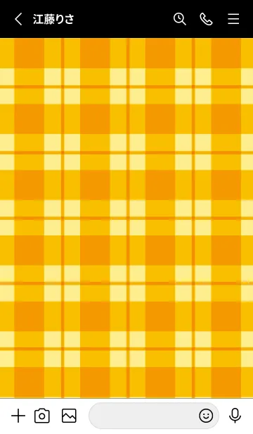 [LINE着せ替え] オレンジチェック/チャコールグレイの画像2