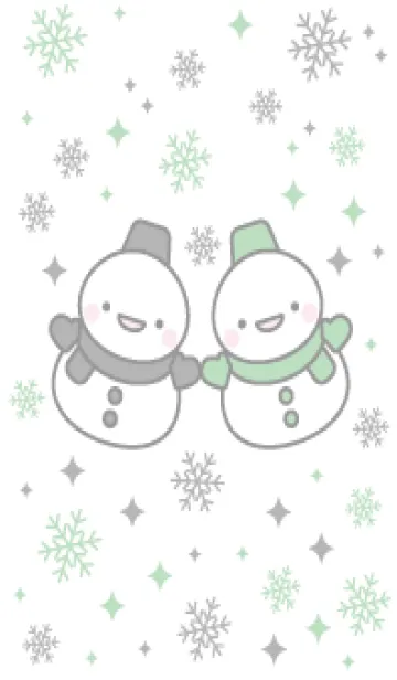 [LINE着せ替え] 黒と緑の双子雪だるま（スノーマン）の画像1