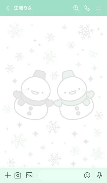 [LINE着せ替え] 黒と緑の双子雪だるま（スノーマン）の画像2