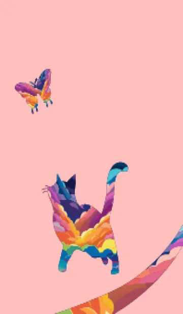 [LINE着せ替え] light pink 猫と蝶の画像1
