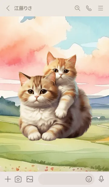 [LINE着せ替え] 2 little chubby fat cats (JP)の画像2