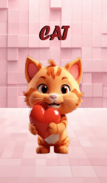 [LINE着せ替え] Orange cat In Love Theme (JP)の画像1