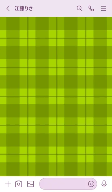 [LINE着せ替え] 黄緑チェックの着せかえ/ライトパープルの画像2