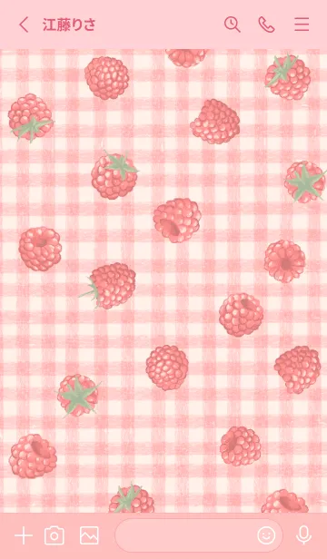 [LINE着せ替え] ラズベリーとピンクのギンガムチェック柄の画像2