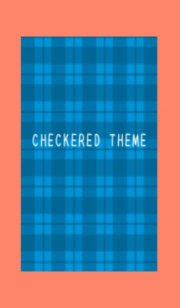 [LINE着せ替え] 青チェックの着せかえ/アプリコットカラーの画像1