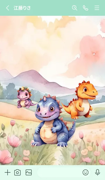 [LINE着せ替え] dinosaur In Flower Theme (JP)の画像2