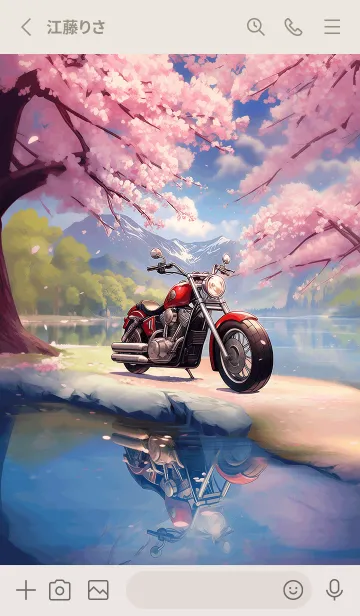 [LINE着せ替え] 桜の下×アメリカンバイクの画像2