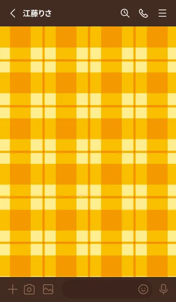 [LINE着せ替え] オレンジチェック/ディープブラウンの画像2